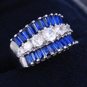 💎Fashion Eternity Trendy Full Around Sapphire Beautiful Ring for Women,456